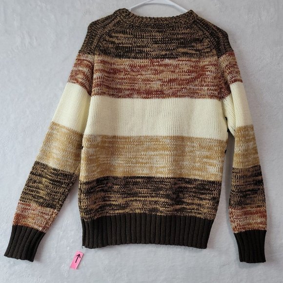VTG D'Amigo Men's V-Neck Sweater Size Medium Brown Color Block Diamond Pattern - Picture 10 of 16